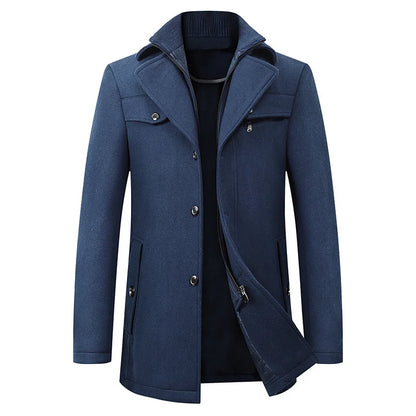 Michael | Abrigo largo de invierno elegante con botones para hombre
