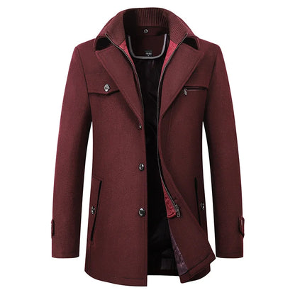 Michael | Abrigo largo de invierno elegante con botones para hombre
