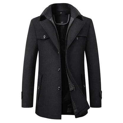Michael | Abrigo largo de invierno elegante con botones para hombre