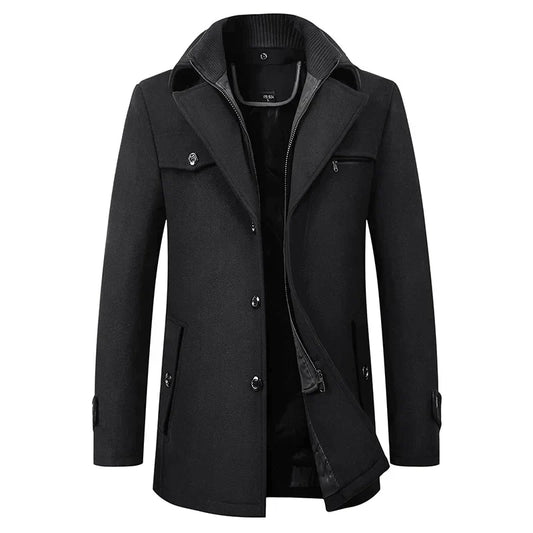 Michael | Men’s Elegant Winter Long Button Overcoat