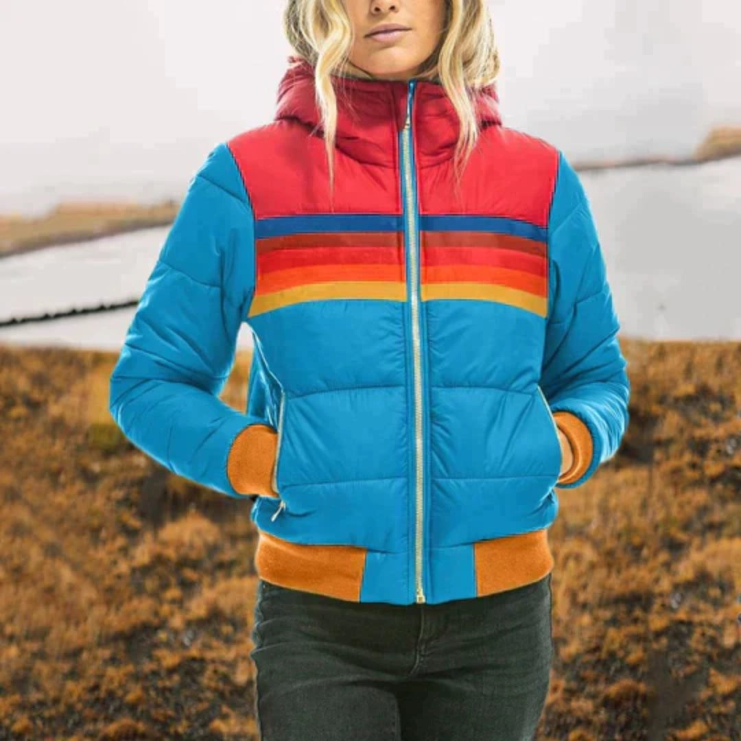 Women's Color-Block Puffer Winter Jacket