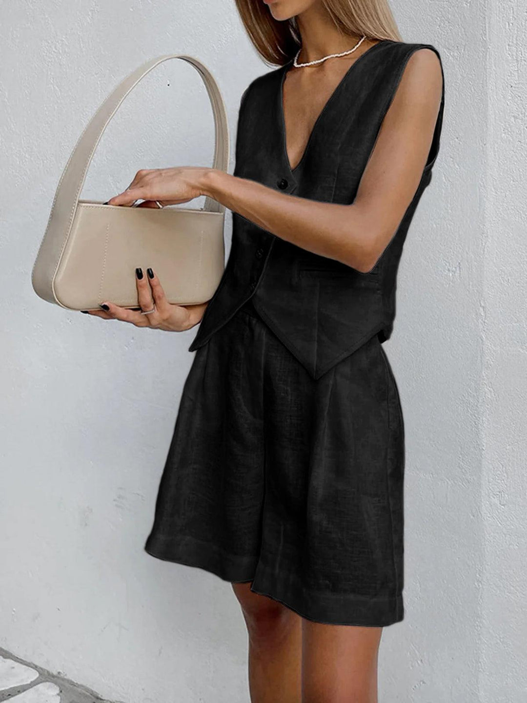 Calista™ | Linen Sleeveless Top with Airy Shorts