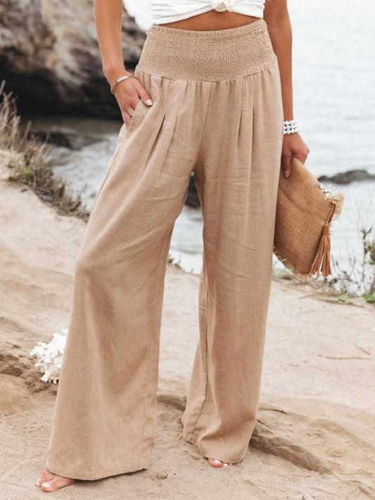 WIDE-LEG LINEN TROUSERS