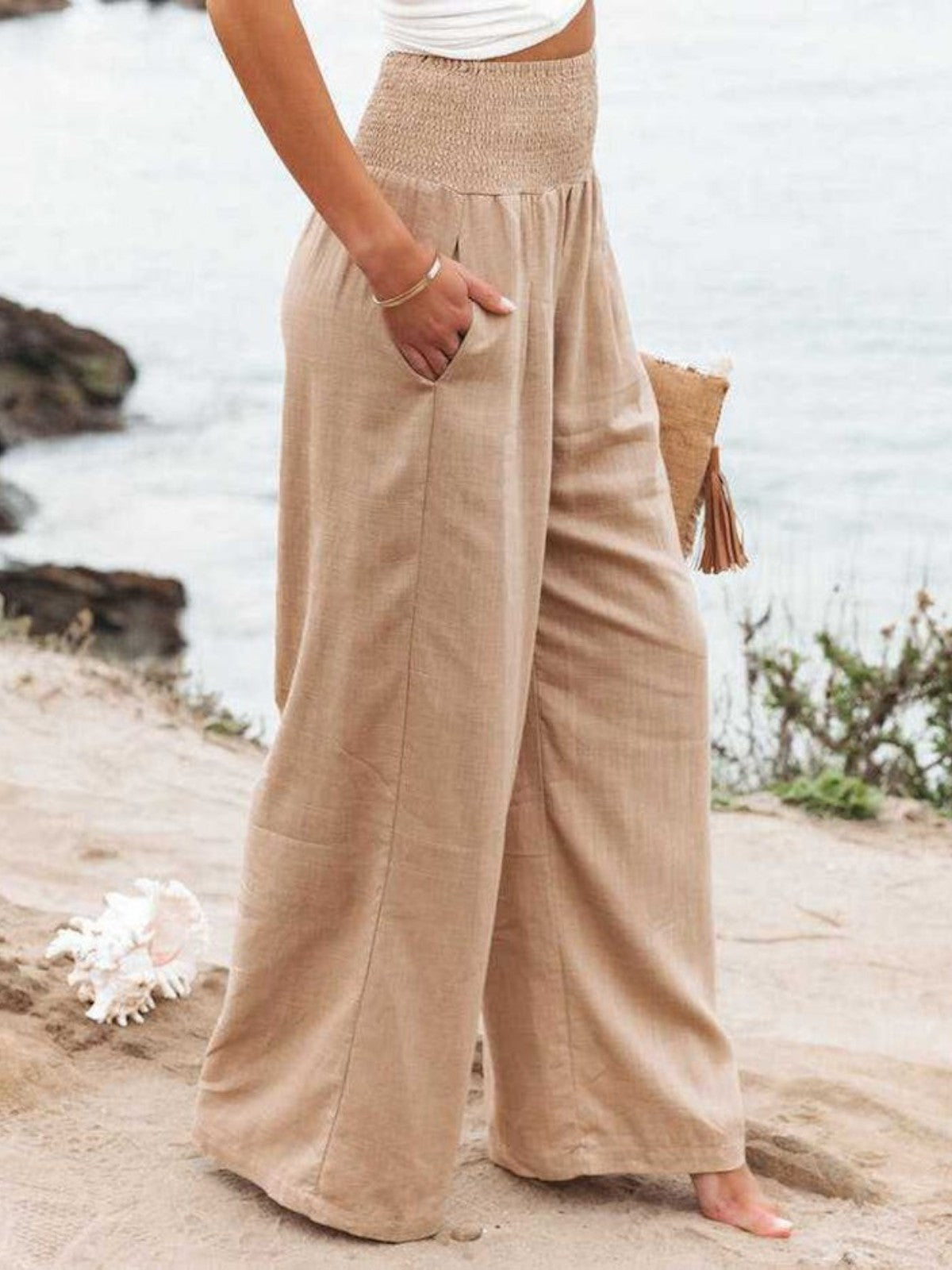 WIDE-LEG LINEN TROUSERS