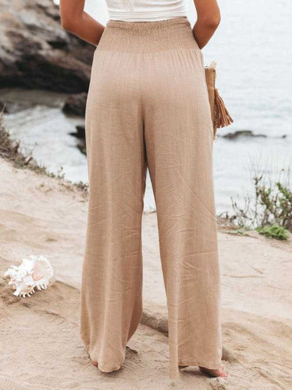 WIDE-LEG LINEN TROUSERS