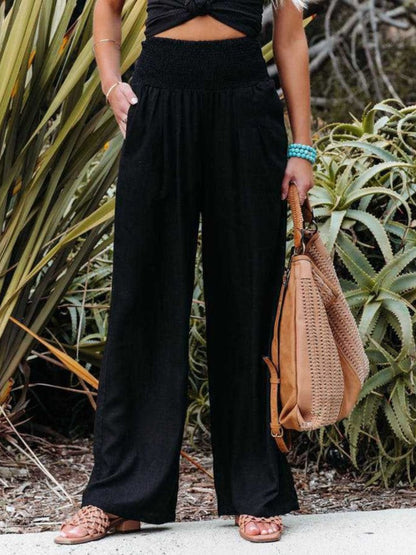 WIDE-LEG LINEN TROUSERS