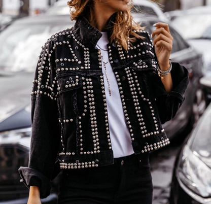 Rachel | Women’s Studded Short Cropped Casual Jacket