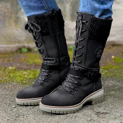 Women’s Lace-Up Winter Boots with Knit Cuff