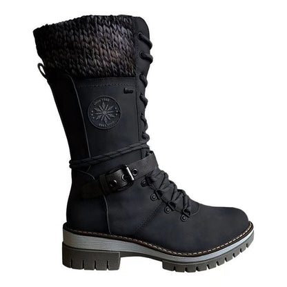Women’s Lace-Up Winter Boots with Knit Cuff