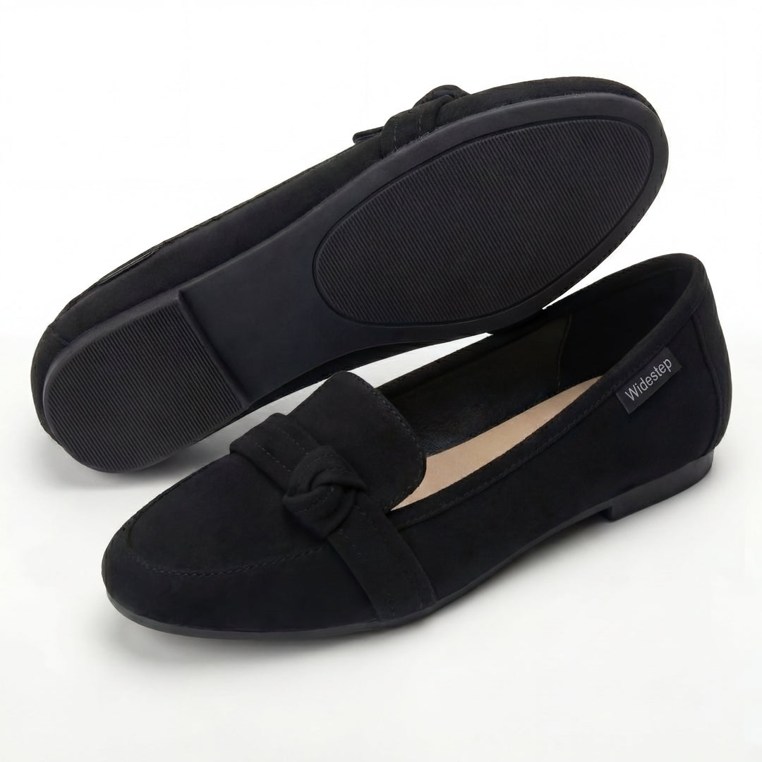 Women's Classic Slip-On Real Leather Loafers with Elegant Knot Detail