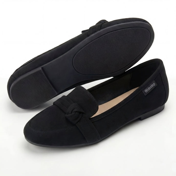 Women's Classic Slip-On Real Leather Loafers with Elegant Knot Detail