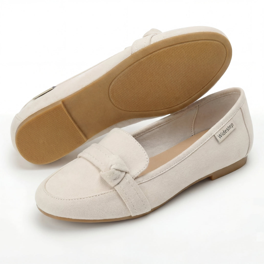 Women's Classic Slip-On Real Leather Loafers with Elegant Knot Detail