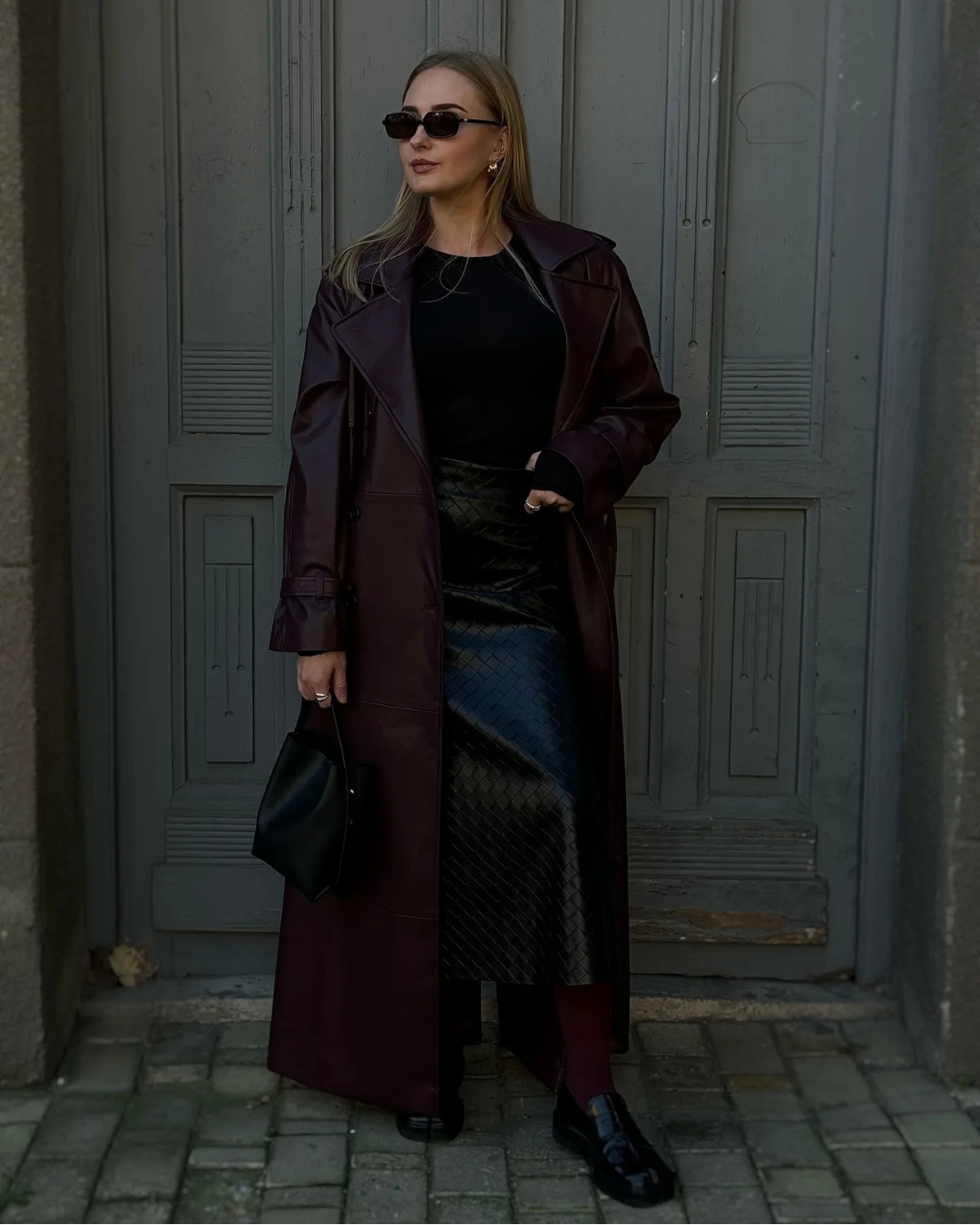 Ava | Women’s Winter Leather Maxi Trench Coat