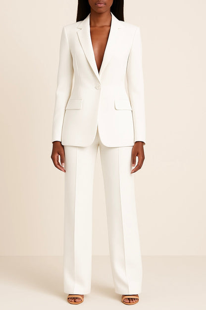 Ella | Conjunto de traje formal elegante con blazer largo a medida para mujer
