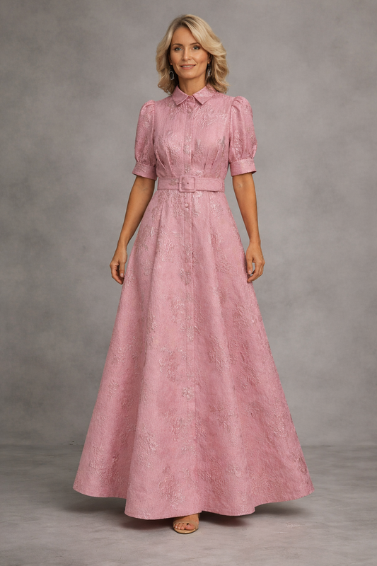 Vestido maxi con cinturón estampado Rose