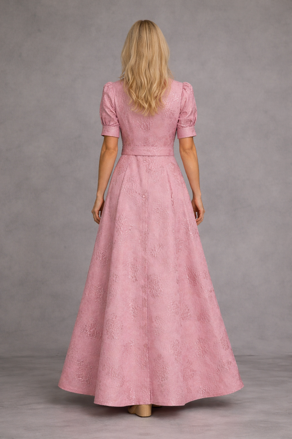 Vestido maxi con cinturón estampado Rose