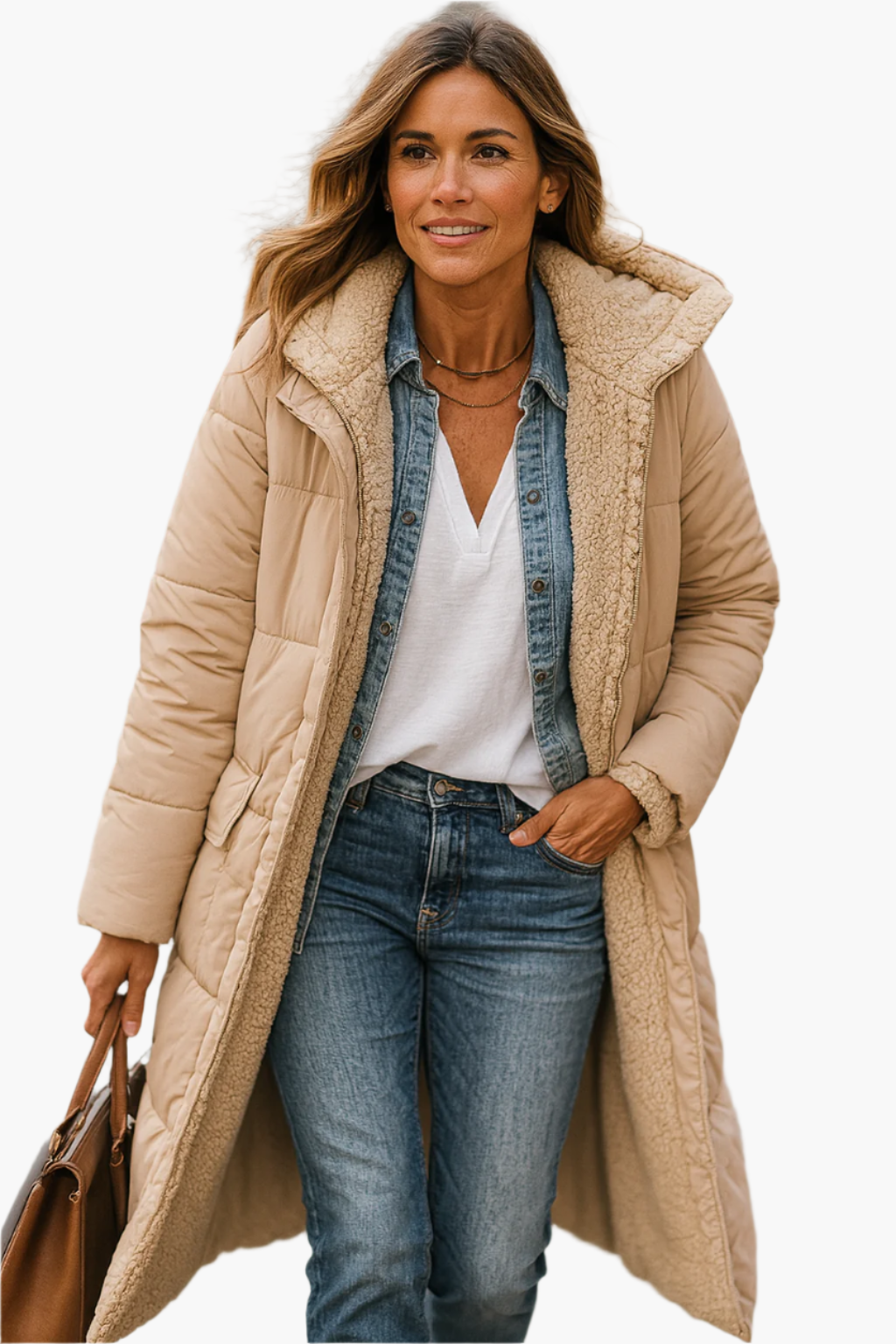 Paige | Abrigo largo de invierno acolchado con capucha para mujer 