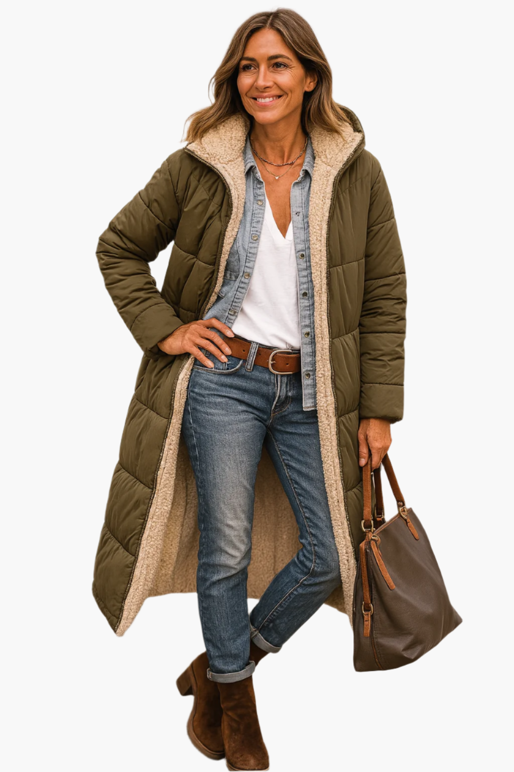 Paige | Abrigo largo de invierno acolchado con capucha para mujer 