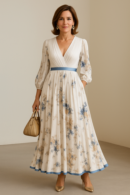 Timeless Floral Pleated Maxi Dress