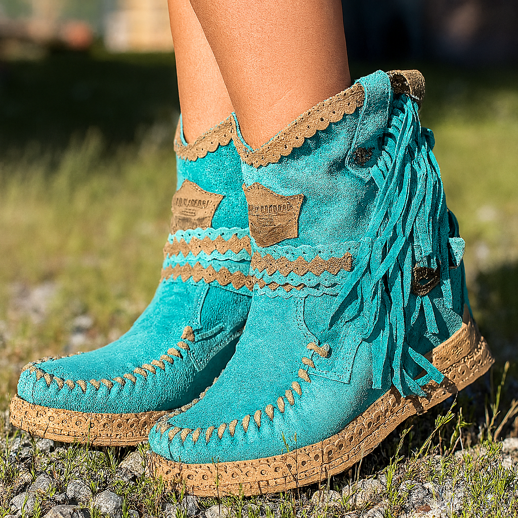 Savannah | Botines bohemios con flecos estilo western para mujer