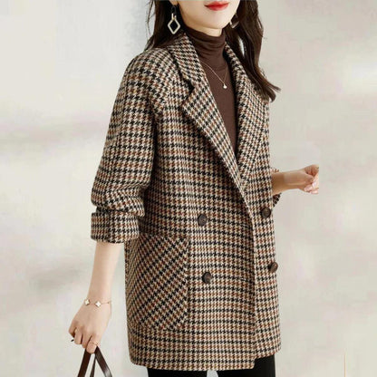 Mia | Abrigo cruzado vintage de cuadros para mujer