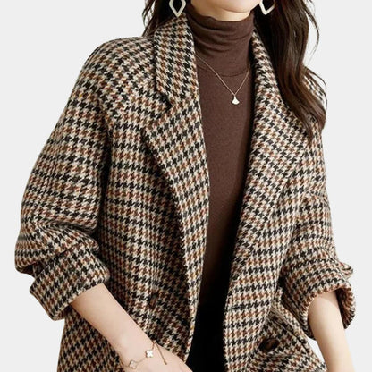 Mia | Abrigo cruzado vintage de cuadros para mujer