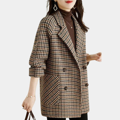 Mia | Abrigo cruzado vintage de cuadros para mujer