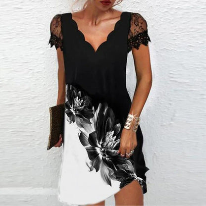 Jacklyn | Vestido mini de manga corta con cuello festoneado para mujer