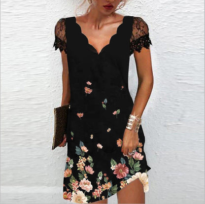 Jacklyn | Vestido mini de manga corta con cuello festoneado para mujer