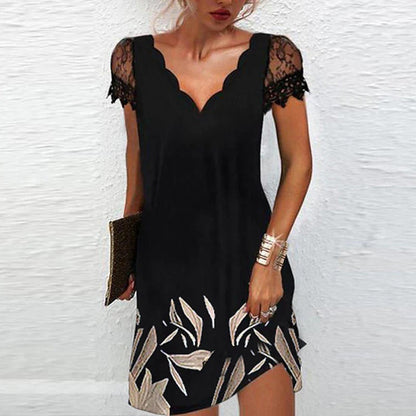 Jacklyn | Vestido mini de manga corta con cuello festoneado para mujer