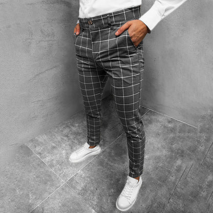 Daniel | Men's Tapered Grid Pattern Trousers