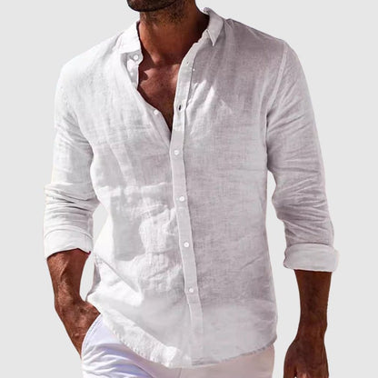 Classic Breathable Button-Up Linen Shirt