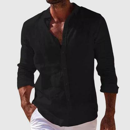 Classic Breathable Button-Up Linen Shirt