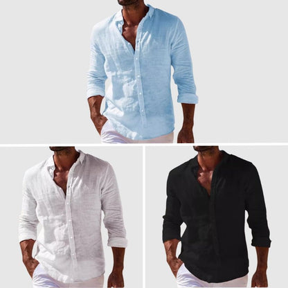Classic Breathable Button-Up Linen Shirt