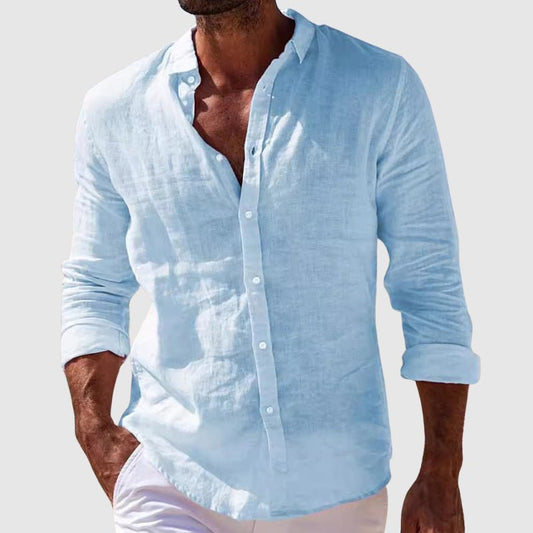 Classic Breathable Button-Up Linen Shirt