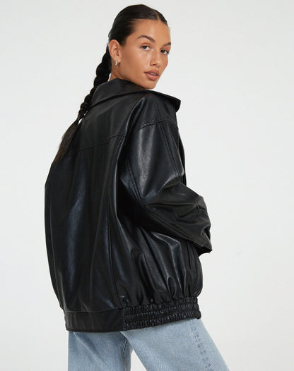 Ruby | Women’s Oversized Leather Bomber Jacket