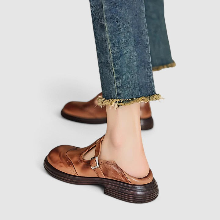 Classic Women’s Leather T-Strap Shoes