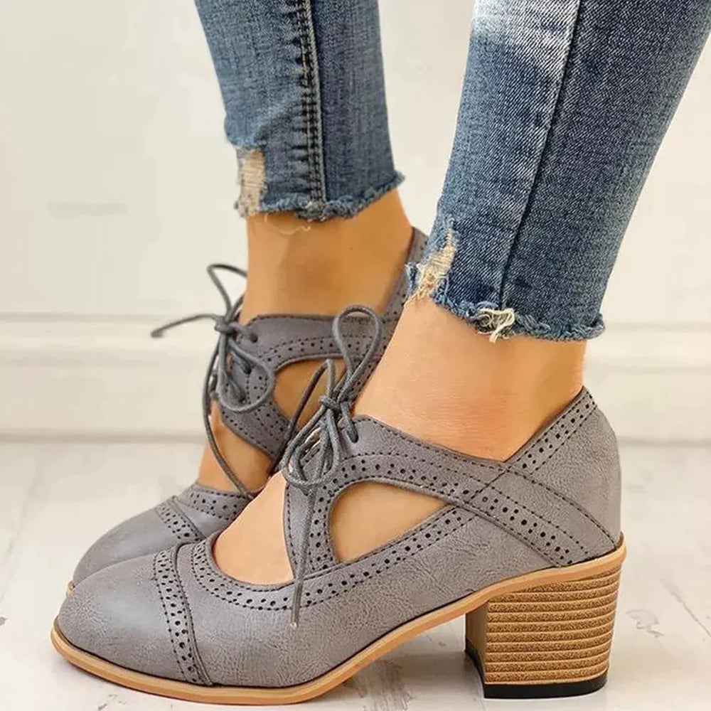 Evelyn | Zapatos de tacón con cordones y tiras en T para mujer