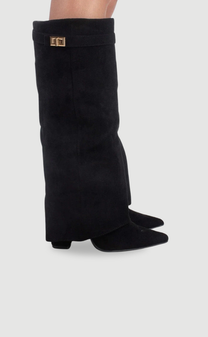 Women’s Leather Thigh-High Boots with Buckle