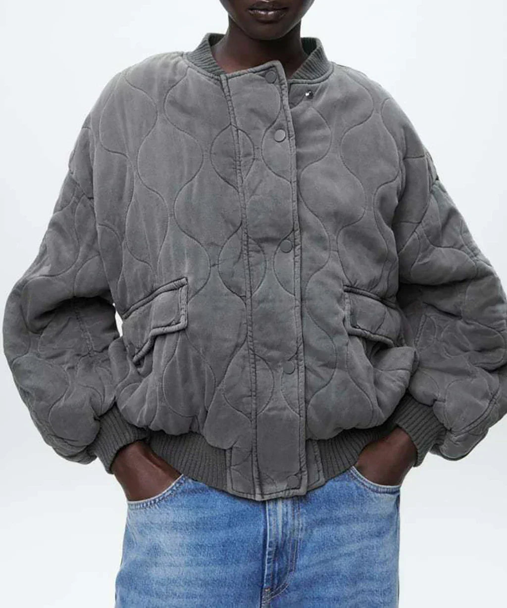 Ella | Chaqueta bomber informal acolchada extragrande para mujer 