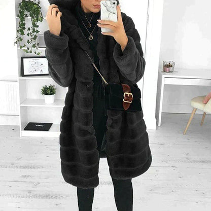 Alexa | Women’s Elegant Button-Down Faux Fur Coat