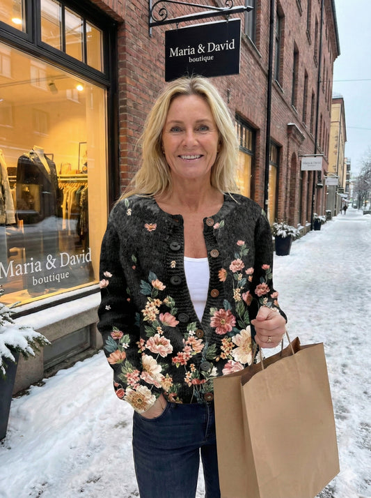 Floral Print Buttoned Casual Cardigan  Sweater