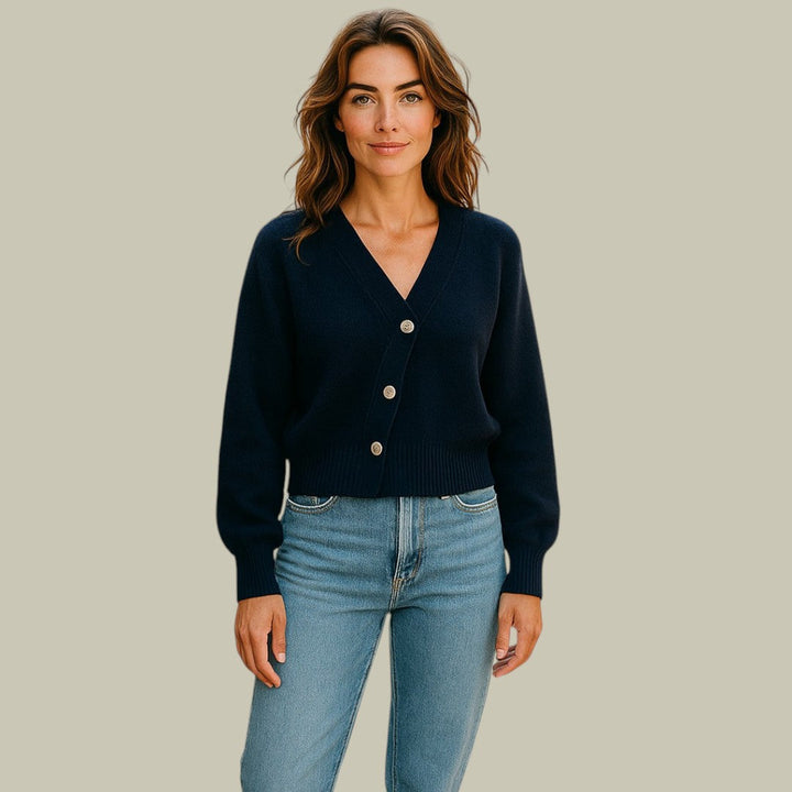 Women’s Cross Button V Neck Merino And Wool Sweaters