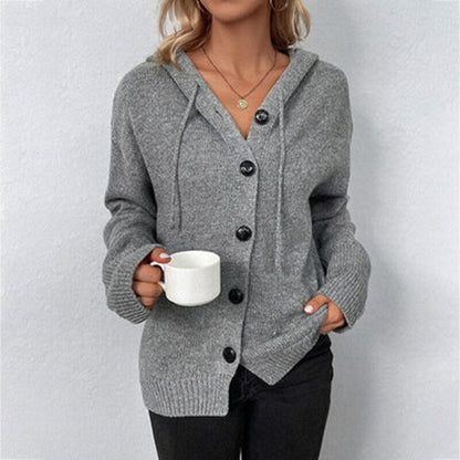Hazel | Cárdigan de punto con capucha y botones abiertos para mujer