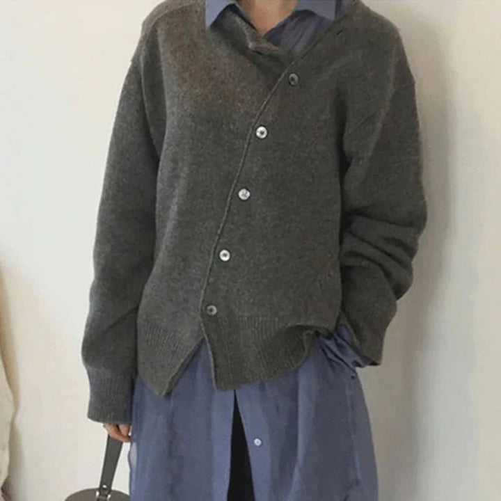 Women’s Winter Cozy Asymmetrical Button Cardigan