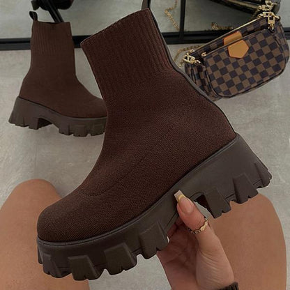 Women’s Casual Slip On Chunky Heel Boots