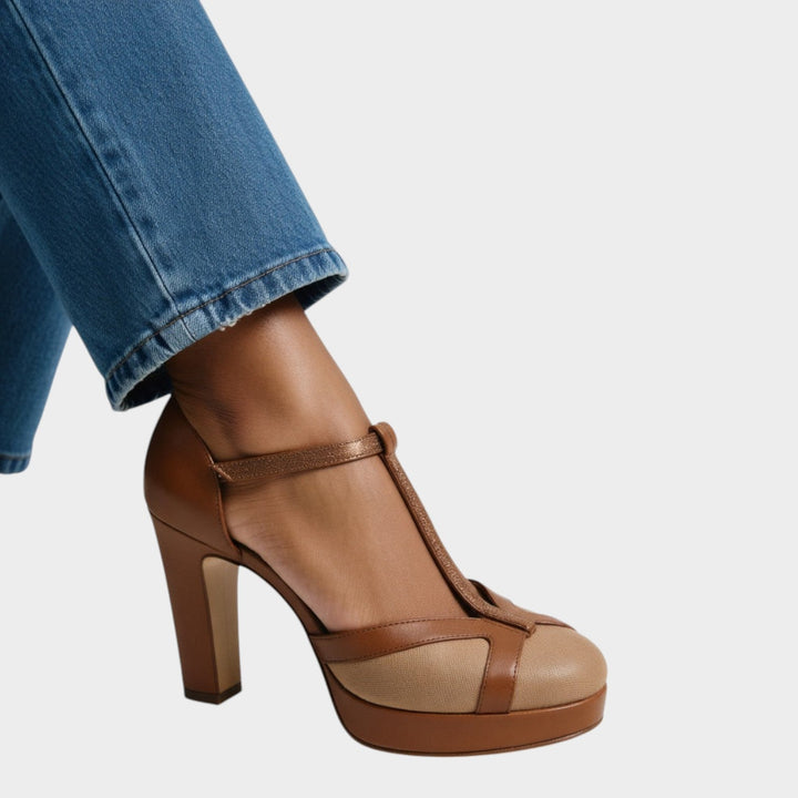 Leather Platform T-Bar Heels