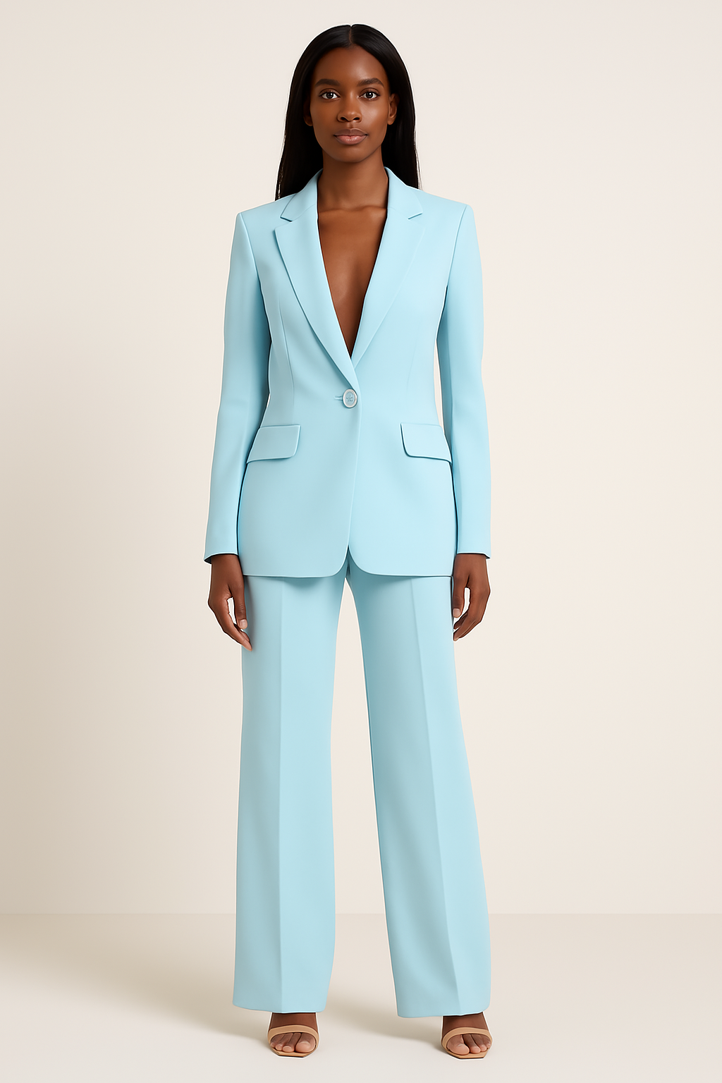 Ella | Conjunto de traje formal elegante con blazer largo a medida para mujer