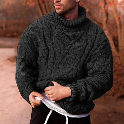 James | Suéter clásico de punto de cuello alto para hombre, de invierno