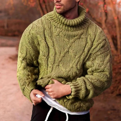 James | Suéter clásico de punto de cuello alto para hombre, de invierno